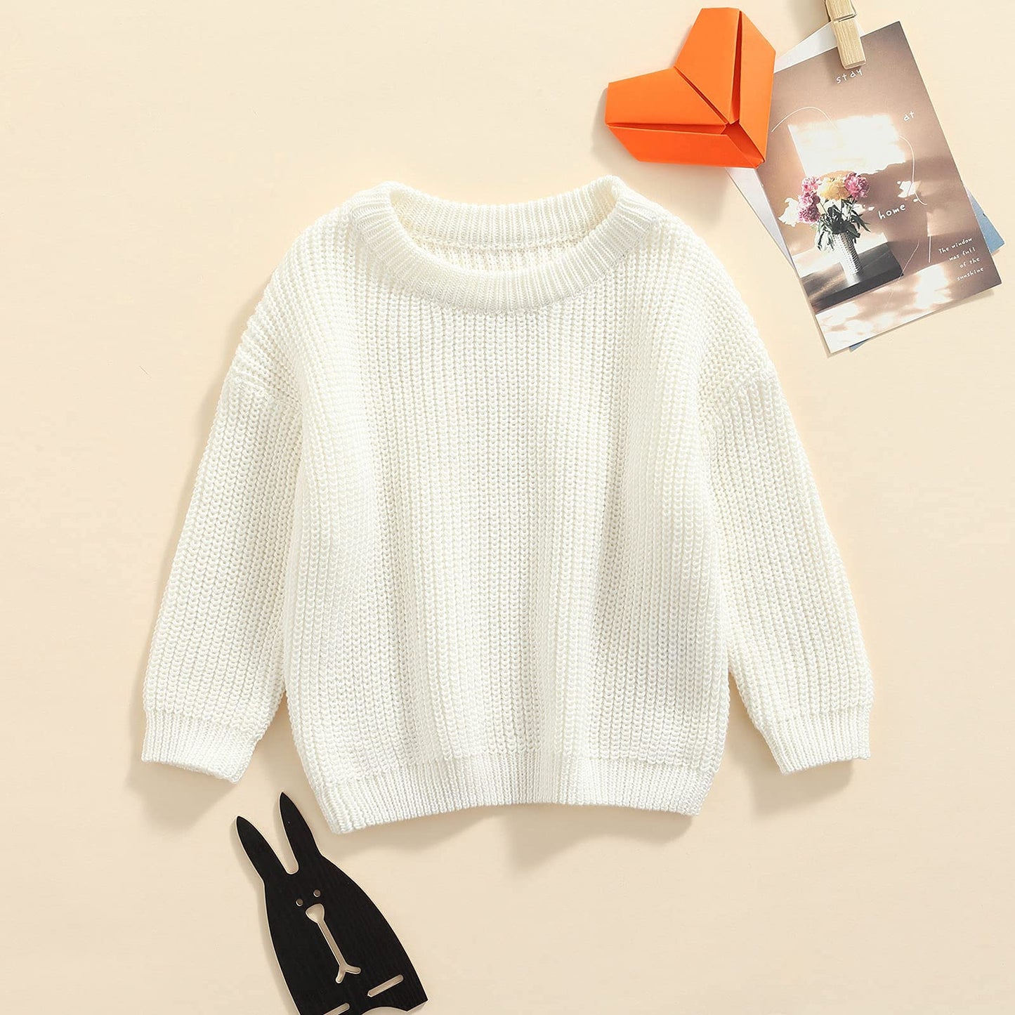 Infant Toddler Baby Girl Boy Knit Sweater Pullover Sweatshirt Warm Long Sleeve Shirt Tops Knitted Fall Winter Clothes (White, 2-