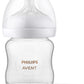 Philips Avent Natural Glass Baby Bottle With Natural Response Nipple (Slow Flow, Flow 2), 4Oz, Scy910/01