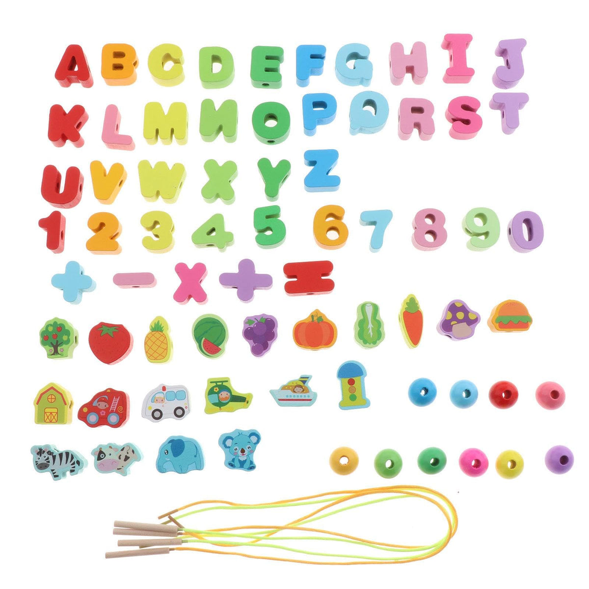 ATORSE Wooden Lacing Bead Toy Early Educational Motor Skills for Children Toddler 71 Beads
