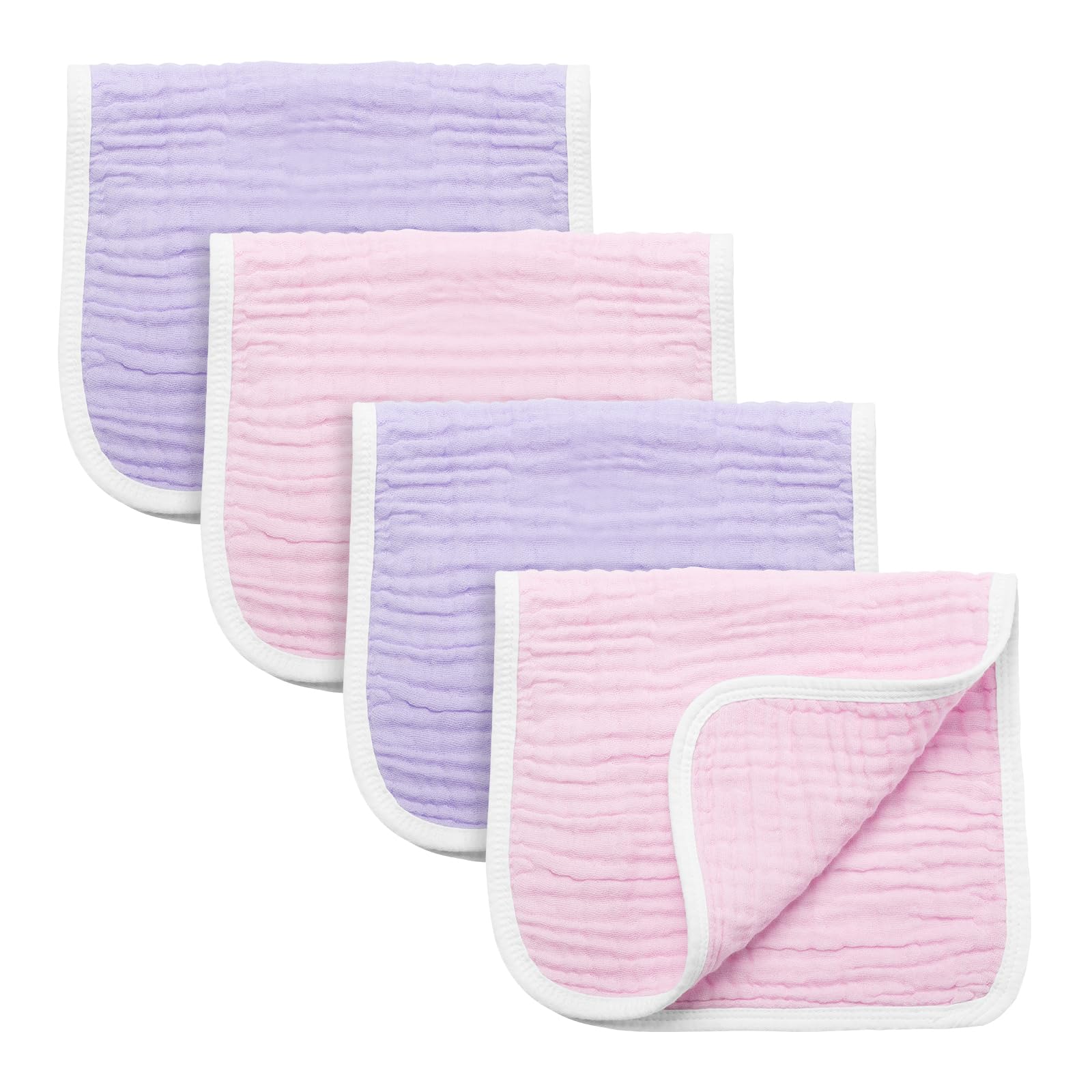 Synrroe Burp Cloths Large, Muslin Burp Cloths for Baby Girls, Pack of 4 Extra Absorbent and Soft Muslin, 6 Layers 20 by 10 Inche