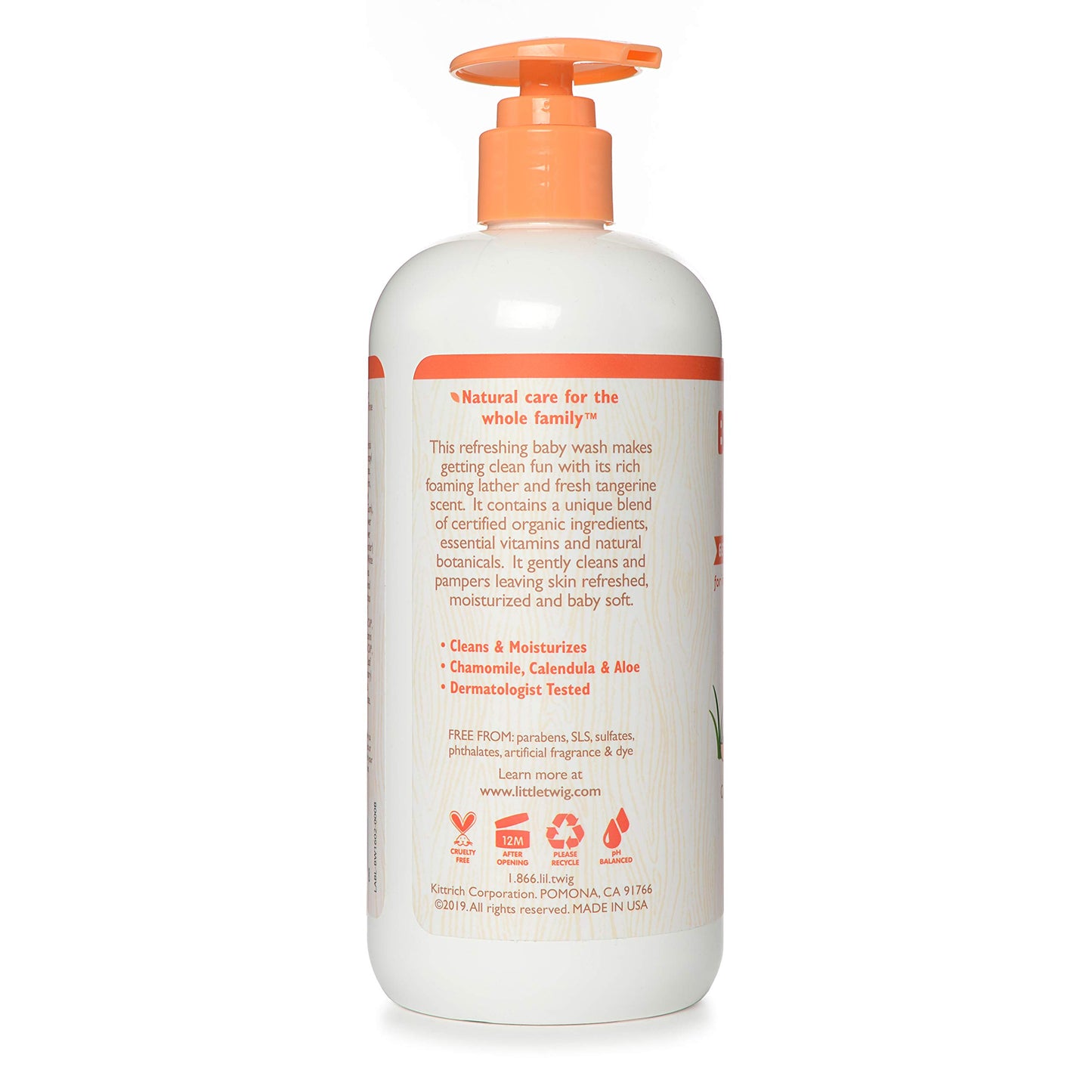 Little Twig 2-In-1 Baby Wash, Hypoallergenic Body Wash With Organic Ingredients, Baby Bath Essentials, Happy Tangerine, 17 Fl. O