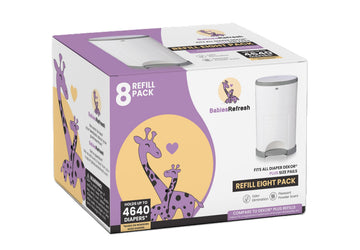 BabiesRefresh Refills Compatible with DEKOR PLUS Diaper Pail Refills | 8 Pack | Diaper Pail Odor Eliminator| Fresh Powder Scent 