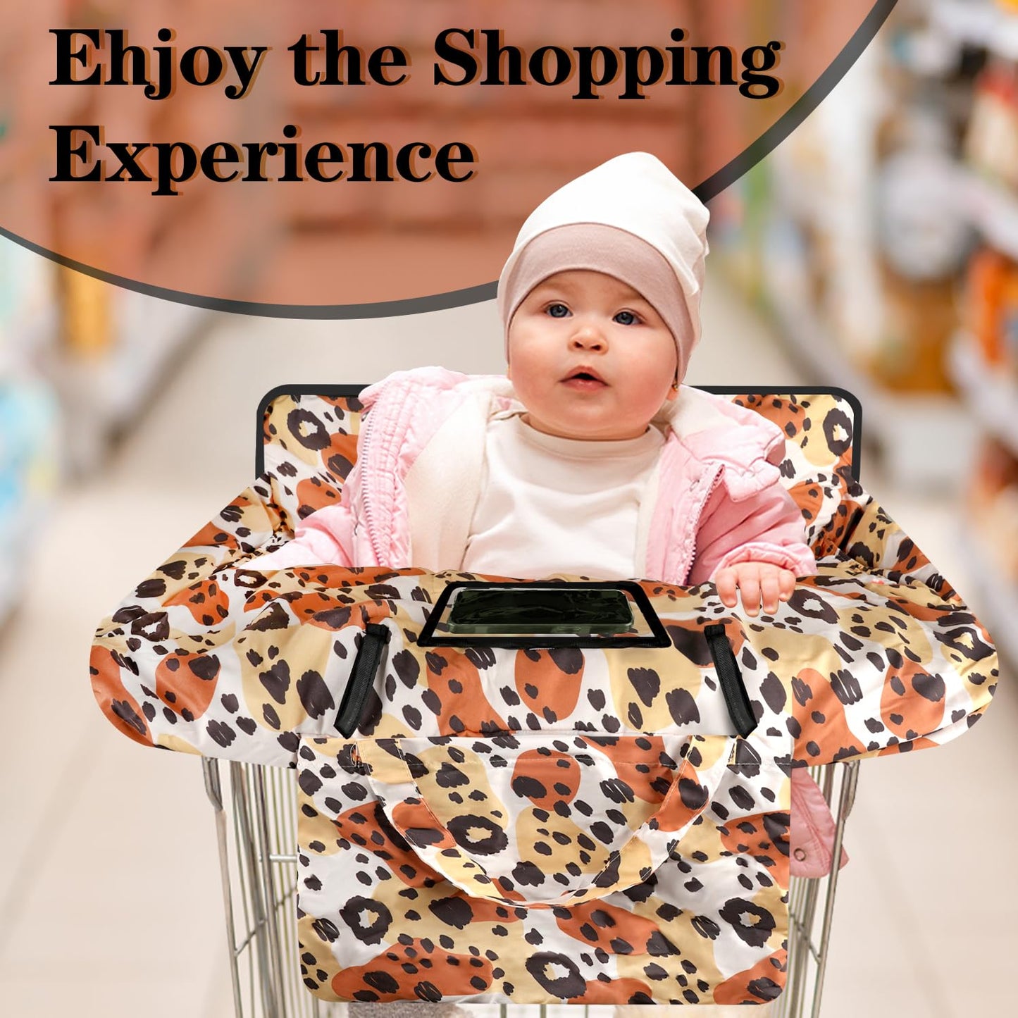 Shopping Cart Cover For Baby Girl Boy 2-In-1 High Chair Water Resistant High Chair Cover W/Phone Pouch Pocket Gender Neutral Car