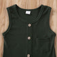 Baby Girl Boy Romper Bodysuit Solid Plain One Piece Jumpsuits Sleeveless One Piece Baby Clothes Outfits Summer (Dark Green, 6-12