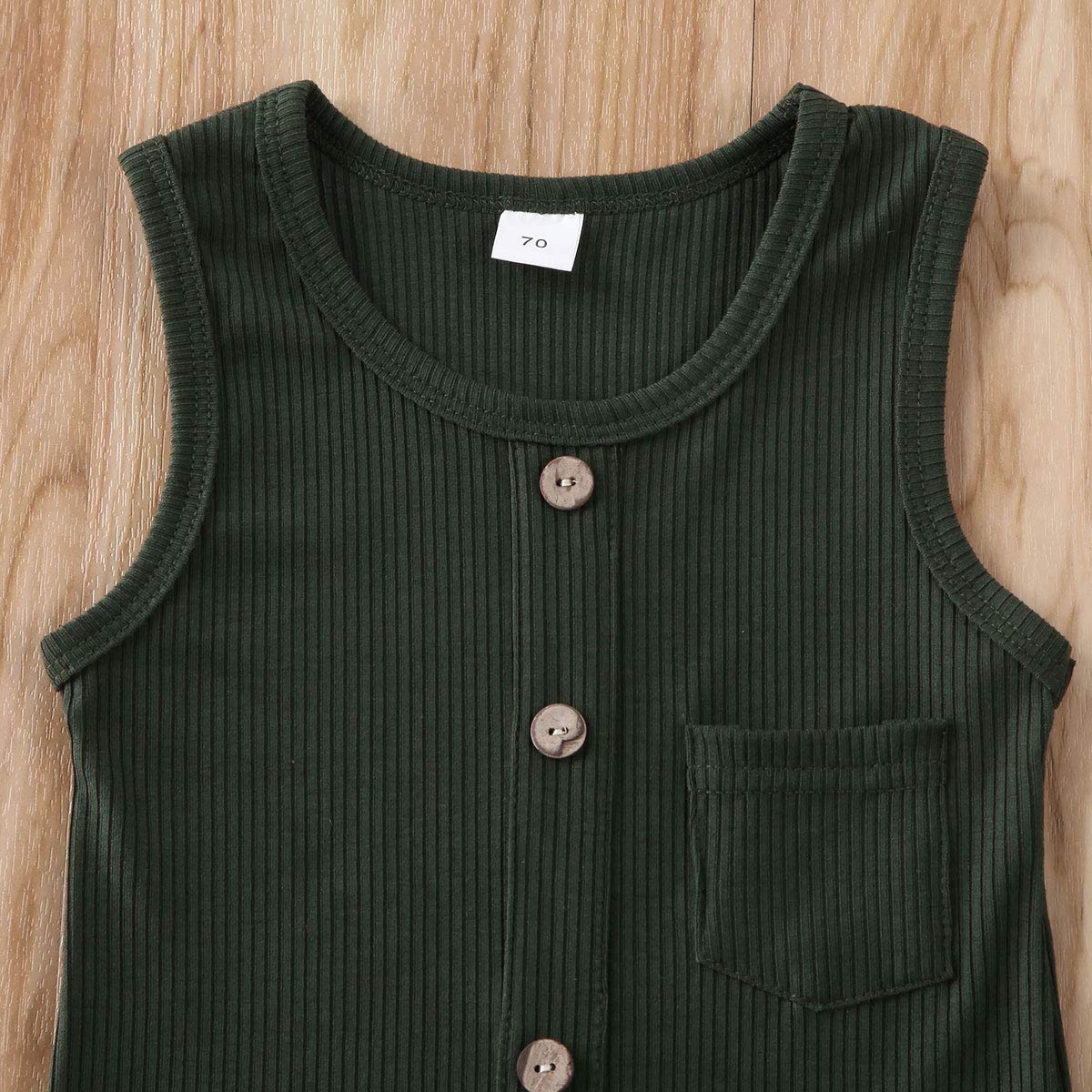 Baby Girl Boy Romper Bodysuit Solid Plain One Piece Jumpsuits Sleeveless One Piece Baby Clothes Outfits Summer (Dark Green, 6-12