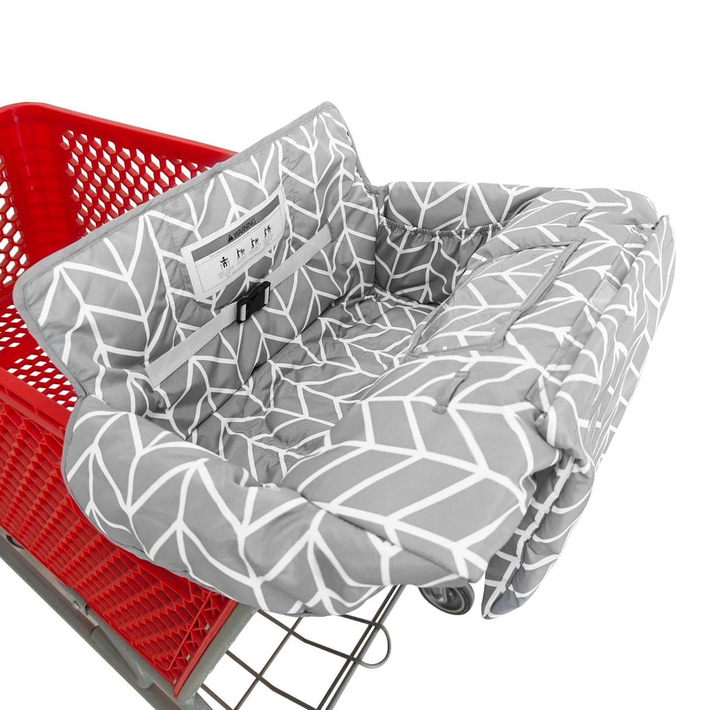 2-In-1 Shopping Cart And High Chair Cover For Baby, Padded Cover, Fold'N Roll Style, Portable With Carry Bag (Gray Arrow)