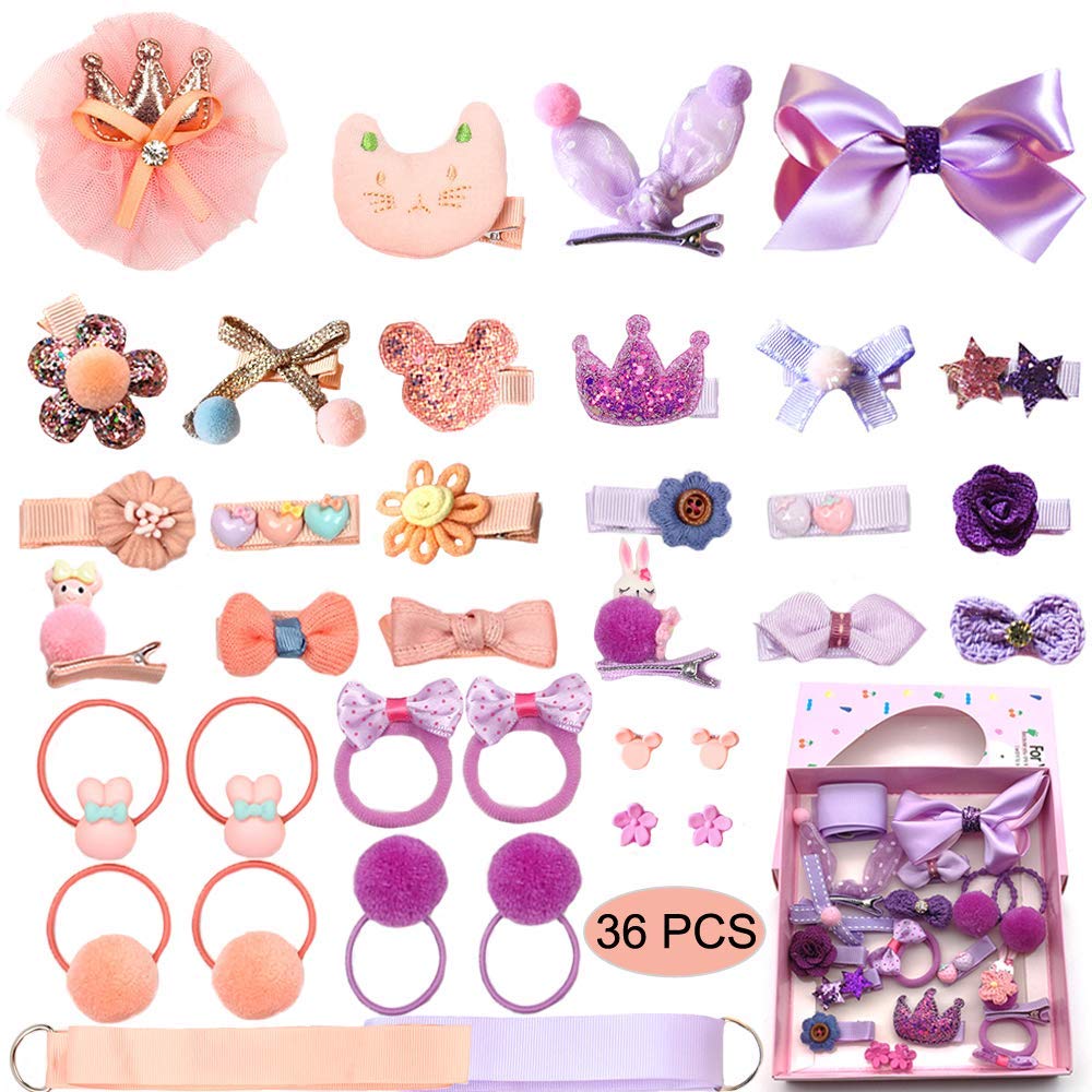 Baby Girl'S Hair Clips Cute Hair Bows Baby Elastic Hair Ties Hair Accessories Ponytail Holder Hairpins Set For Baby Girls Teens