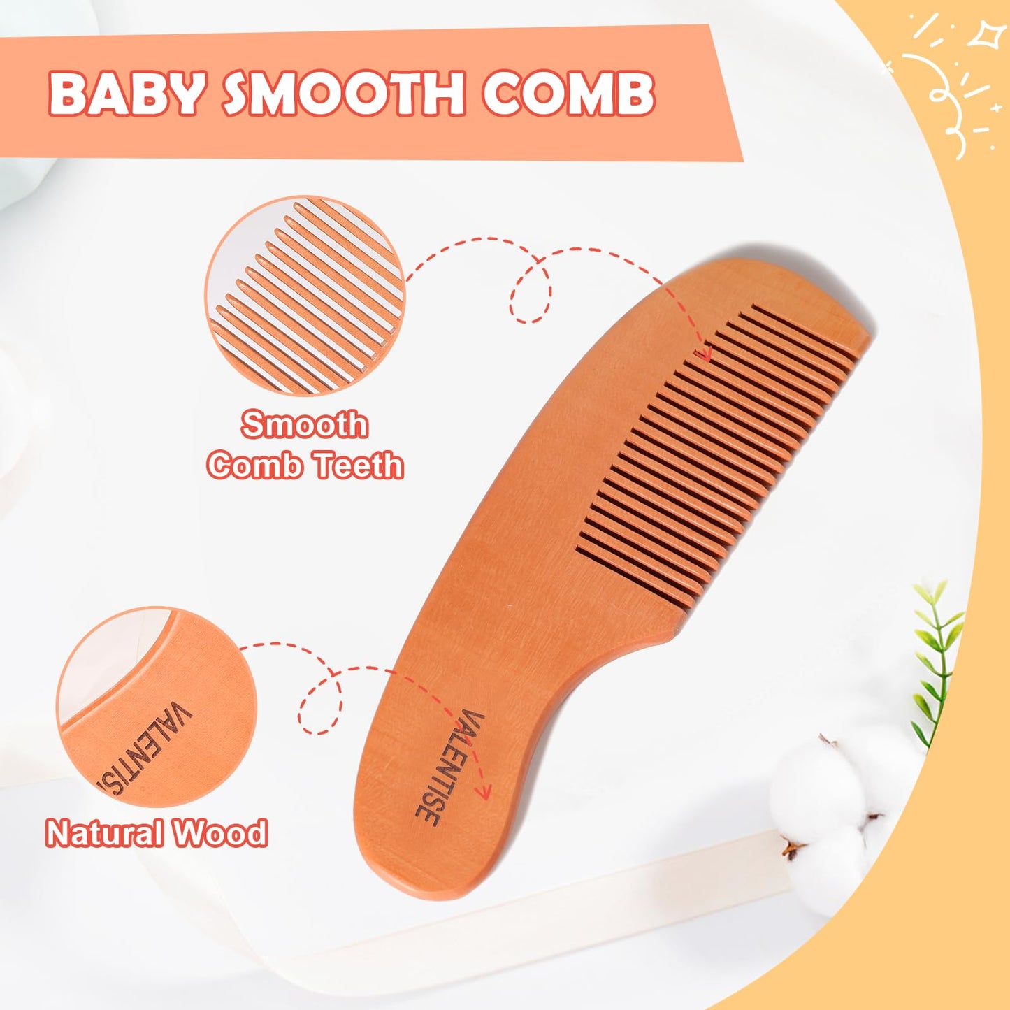 Valentise Baby Hair Bush And Comb Set,Baby Hair Brush With Soft Goat Bristle And Wood Comb Set,Wooden Baby Brush Set For Newborn