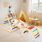 YOLEO Large Pikler Triangle Set 7-in-1 with Adjustable Height, Montessori Toddler Climbing Toys Indoor with Sturdy Base, Easy-Fo