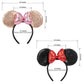 Chuangqi 2Pcs Mouse Ears Shiny Headbands 3D Bow, Double-Sided Sequins Hair Band For Birthday Party, Holiday Dress Up
