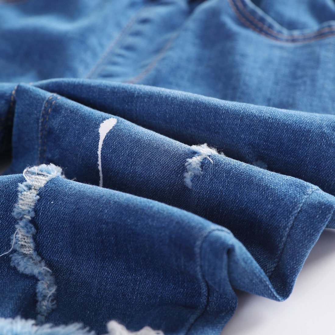 Kidscool Space Baby Ripped Jean,Toddler Elastic Waist Distressed Denim Pants,Light Blue,4-5 Years