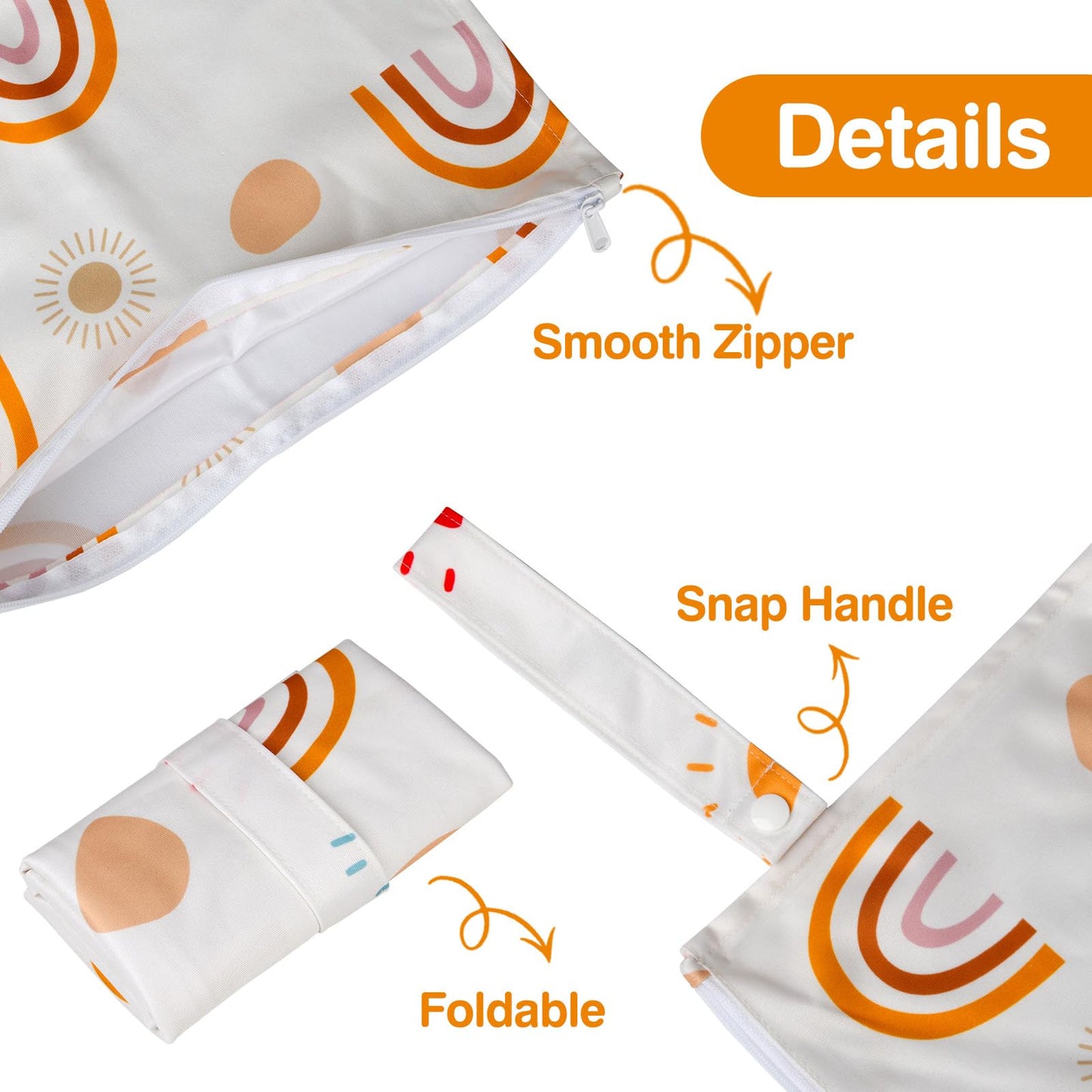 eaxin Waterproof Wet bags for Baby,Travel,Swim Suit,Cloth Diapers,Pump Parts,Pool,Beach,Gym Clothes,Toiletry,Hook to Stroller,Da