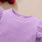 Toddler Baby Girls Long Sleeve Ruffle T Shirt Kids Casual Plain Solid Top Blouse T-Shirt Undershirt (Purple,2-3T)