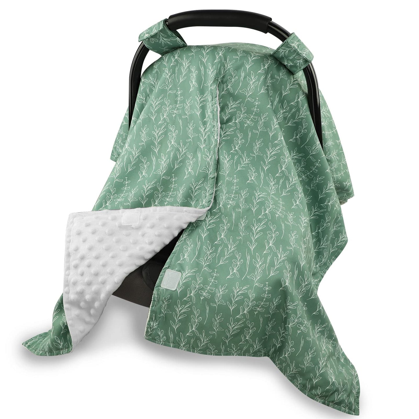 Baby Car Seat Canopy Soft Minky Plush Dotted Backing Baby Car Seat Cover Girls, Infant Carseat Canopy, Stretchy Multi- use Nursi