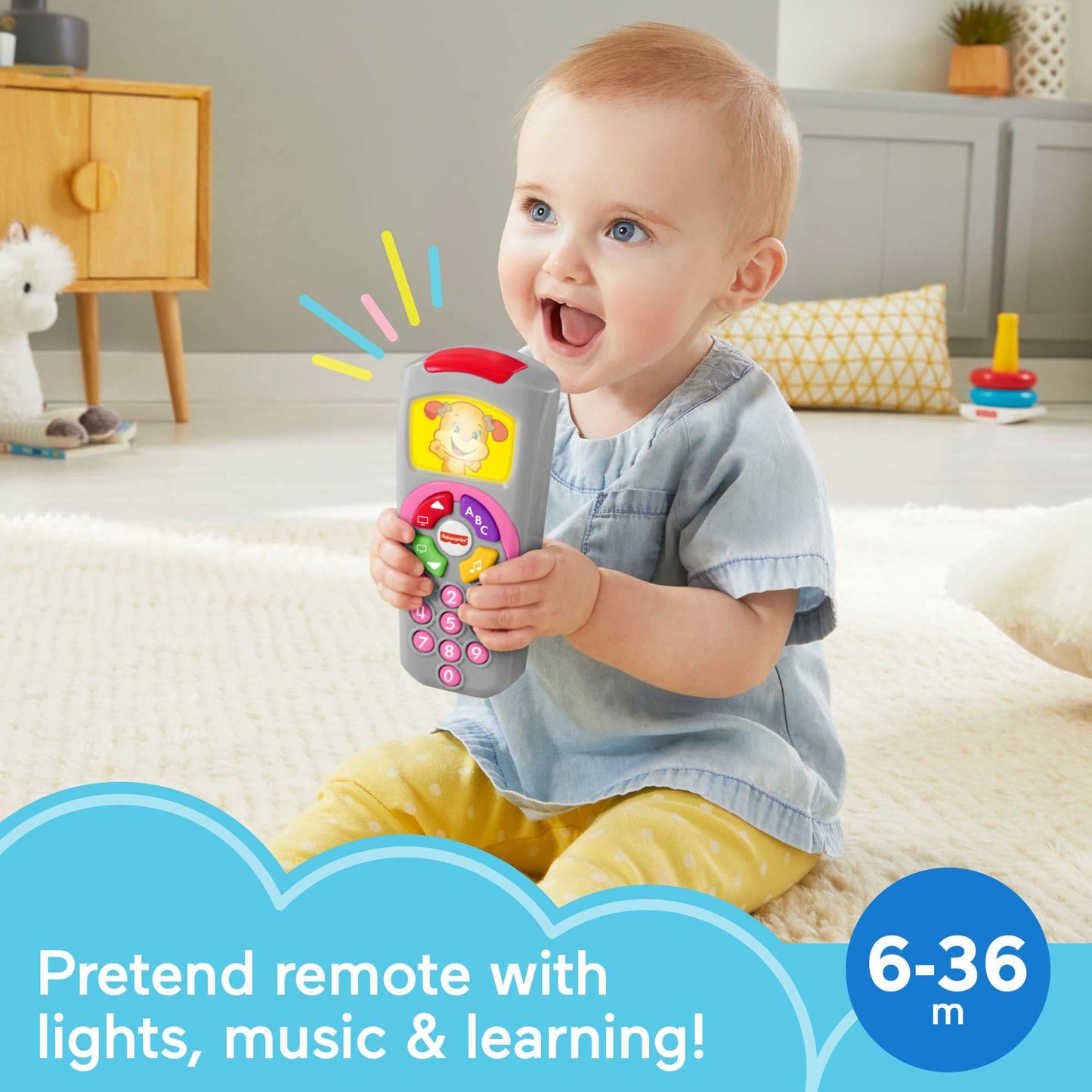 Fisher-Price Laugh & Learn Baby Learning Toy, Siss Remote Pretend TV Control with Music and Lights for Ages 6+ Months