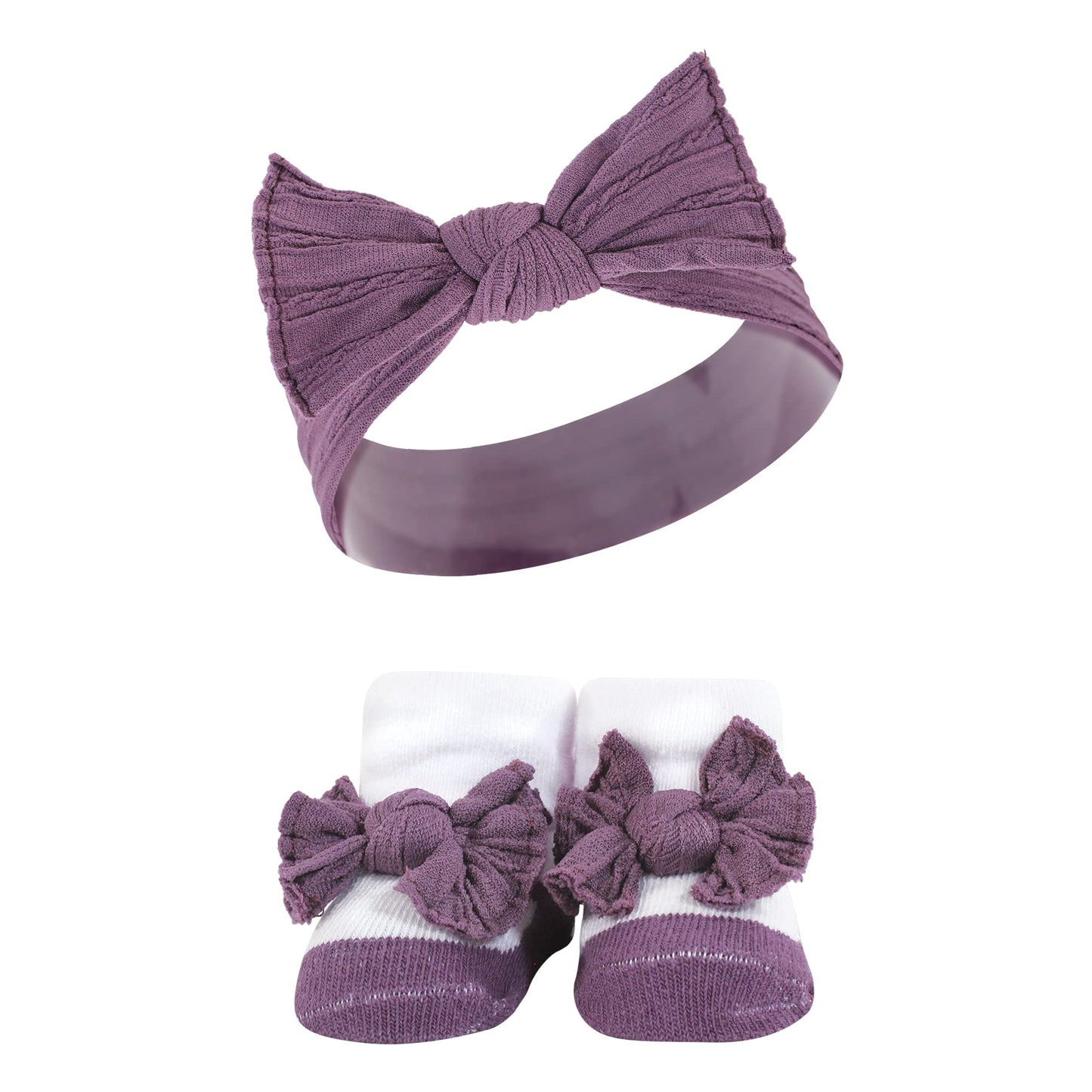 Hudson Baby Baby Girls' Headband And Socks Giftset, Purple Green Yellow, One Size