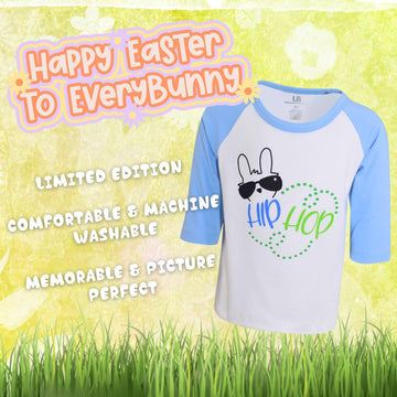 Unique Baby Boys Easter Bunny Hip Hop Raglan Baseball T-Shirt (5) Blue