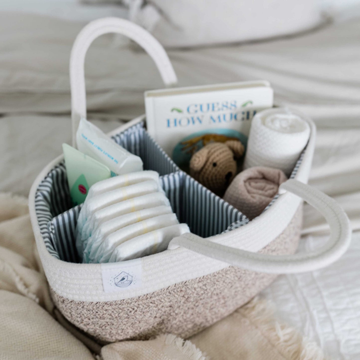 Organihaus Brown Baby Diaper Caddy Organizer For Changing Table, Baby Shower Basket, Car Diaper Basket Organizer, Diaper Caddy F