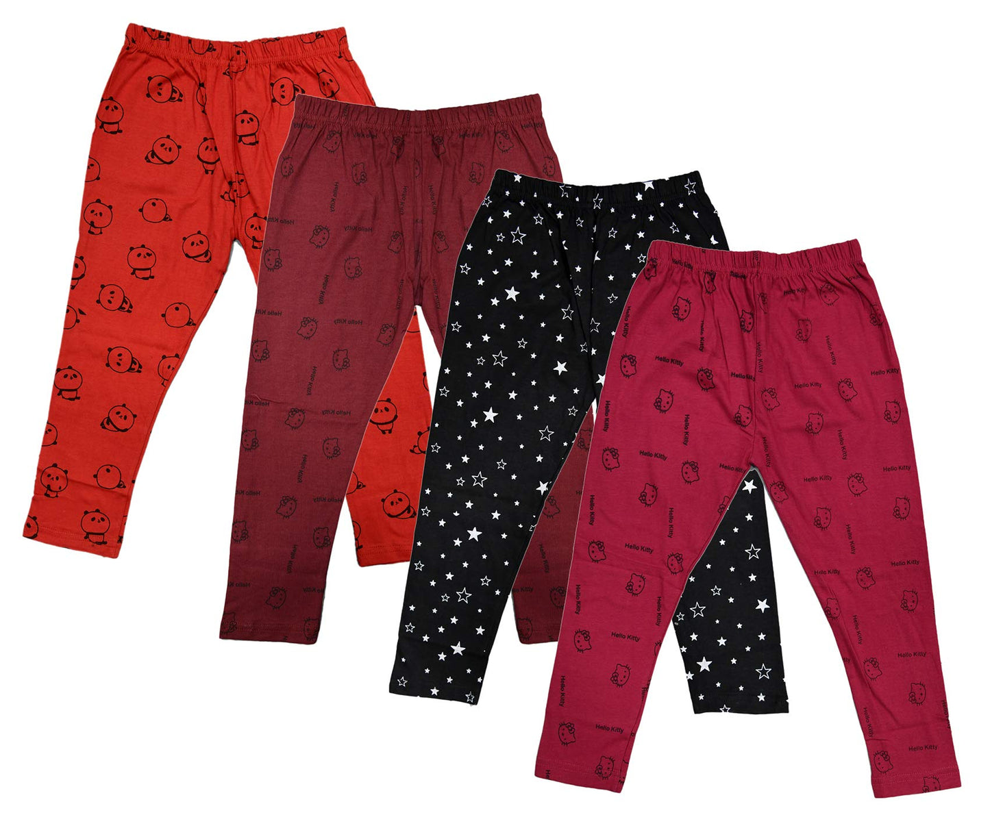 IndiWeaves Girls Combo Pack of Cotton Printed Capri (Red/Brown/Black/Maroon_1314 Years) Pack of 4