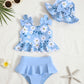 Infant Swimsuit Girl Baby Girl Bathing Suit 3-6 Months Blue Dasiy Swimwear Summer Beach Baby Bikini Tankini Hat Outfits Set
