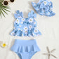 Mioglrie Toddler Swimsuit Girl 2T 3T Swimsuit Girls Toddler Bathing Suit Girl Beach Swim Suit Two Piece Blue Dasiy Bikini Summer