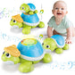 CuteZone Baby Toys 6-12 Months - Musical Tummy Time Toys Set Turtle Mama and Baby with Light & Sound, Moving Crawling Toys for B