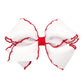 Wee Ones Girls' Grosgrain Hair Bow With Contrasting Moonstitch Edge And Wrap On A Weestay Hair Clip, Small, White With Red
