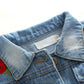 Abolai Baby Girls' Rose Embroidery Button Down Jeans Jacket Top Blue 100