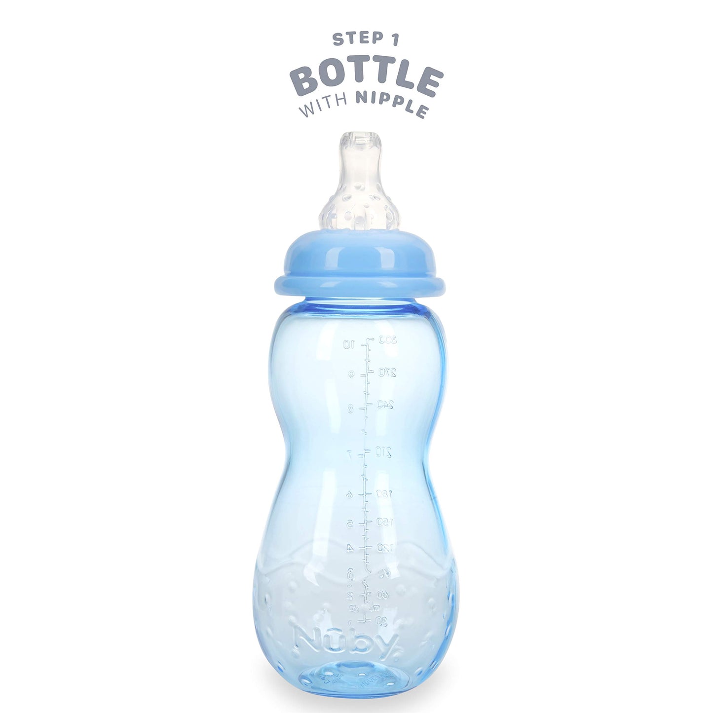 Nuby 80386 New 3 Stage Ultra Durable Tritan Grow With Me No-Spill Bottle To Cup, 10 Oz