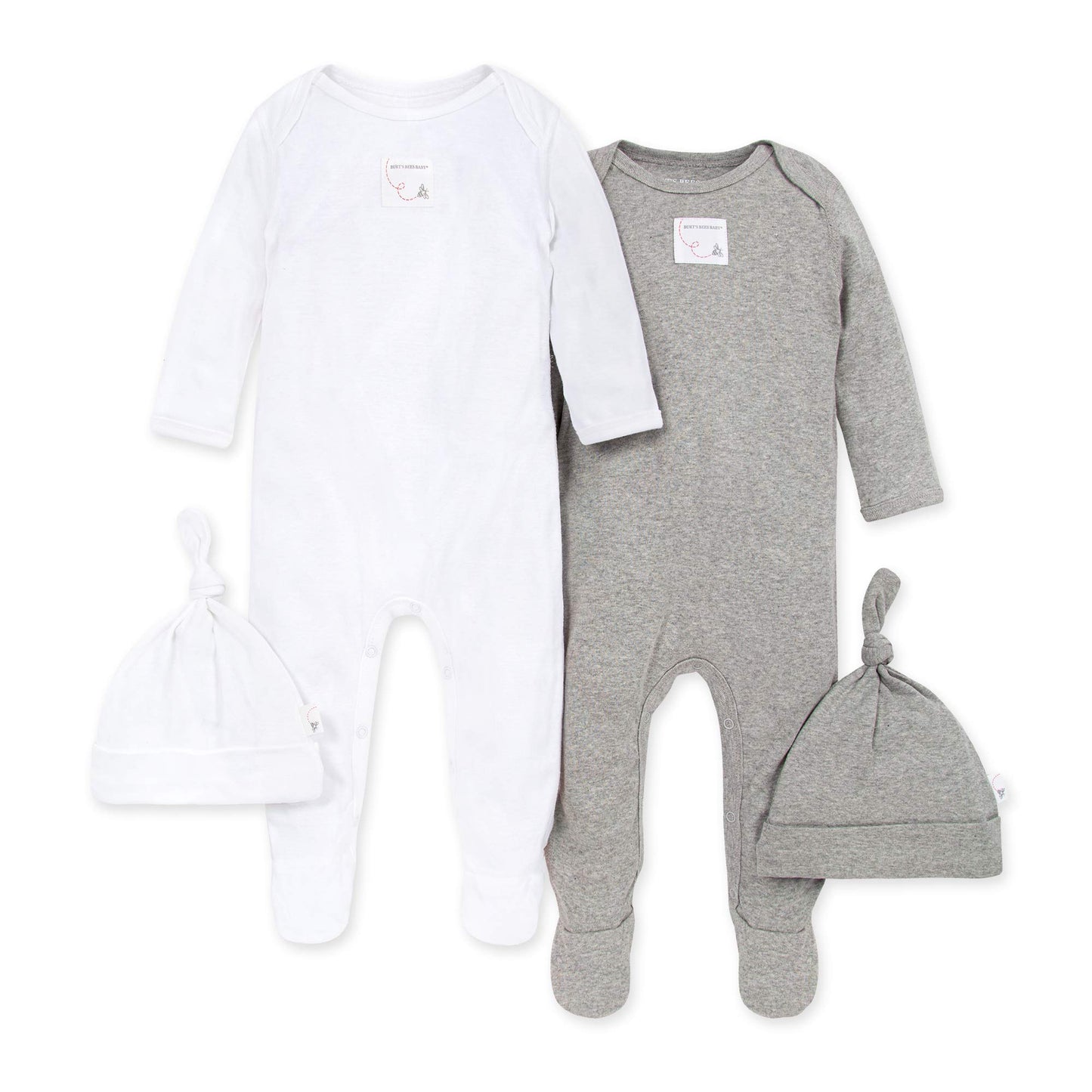 Burt'S Bees Baby 'Baby-Boys' Matelasse Organic Kimono One Piece Jumpsuit And Toddler Footie, Heather Grey/White 2-Pk, 3-6 Months