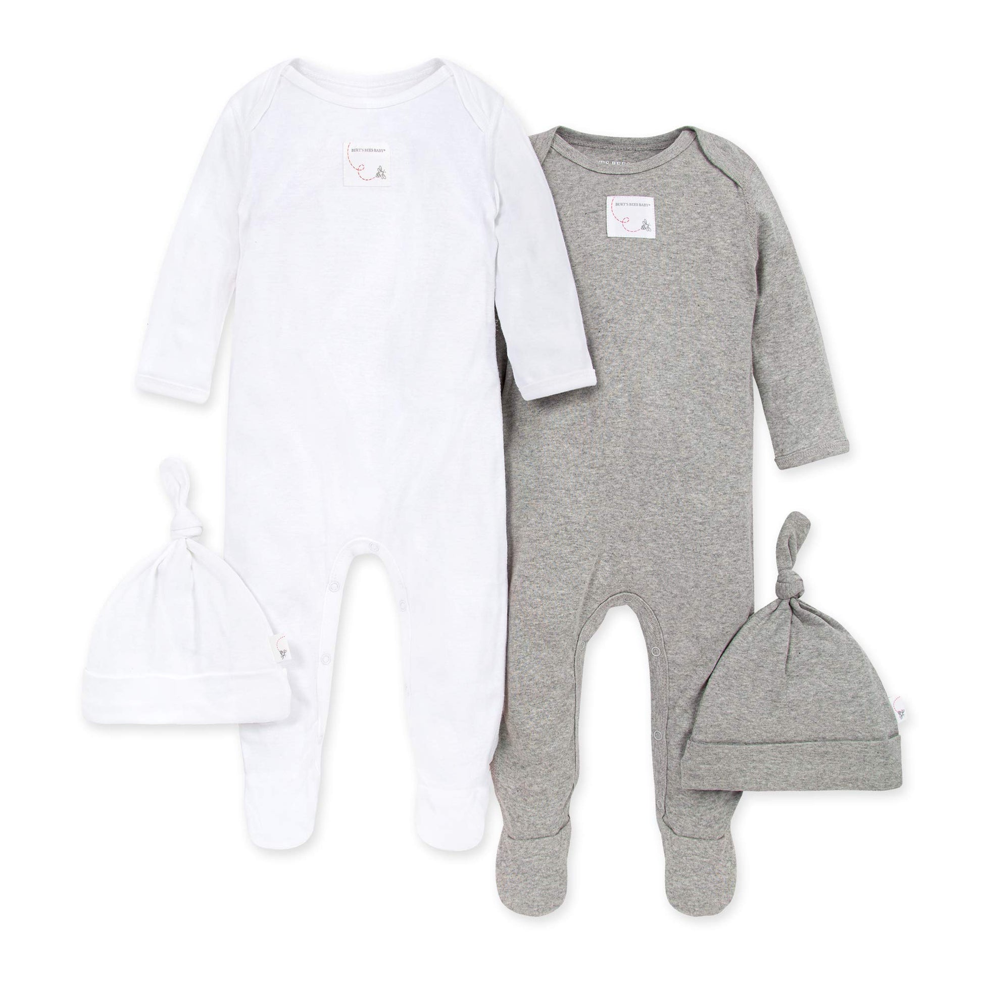 Burt'S Bees Baby 'Baby-Boys' Matelasse Organic Kimono One Piece Jumpsuit And Toddler Footie, Heather Grey/White 2-Pk, 3-6 Months