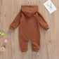 Fybitbo Infant Baby Boys Girls Clothing Zipper Hooded Jumpsuit Romper Long Sleeve Onesie Fall Winter Outfit Warm Clothes (A Coff