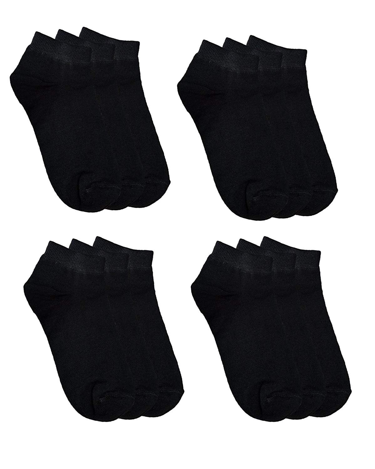 Crux&Hunter Cotton Spandex Plain Low Ankle Unisex Socks Pack Of 12(Colour=Black)