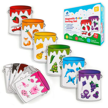Simply magic 11 Jars Magnetic Color Sorting Set - Color Sorting Toys for Toddlers, Color and Shape Sorting, Preschool Circle Tim