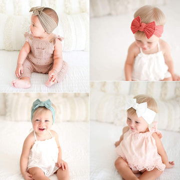 Niceye Handmade Baby Headbands Stretchy Nylon Headband With Bows For Infant Baby Toddler Girls- Pack Of 10, Colorful, 5 X 5 X 0.