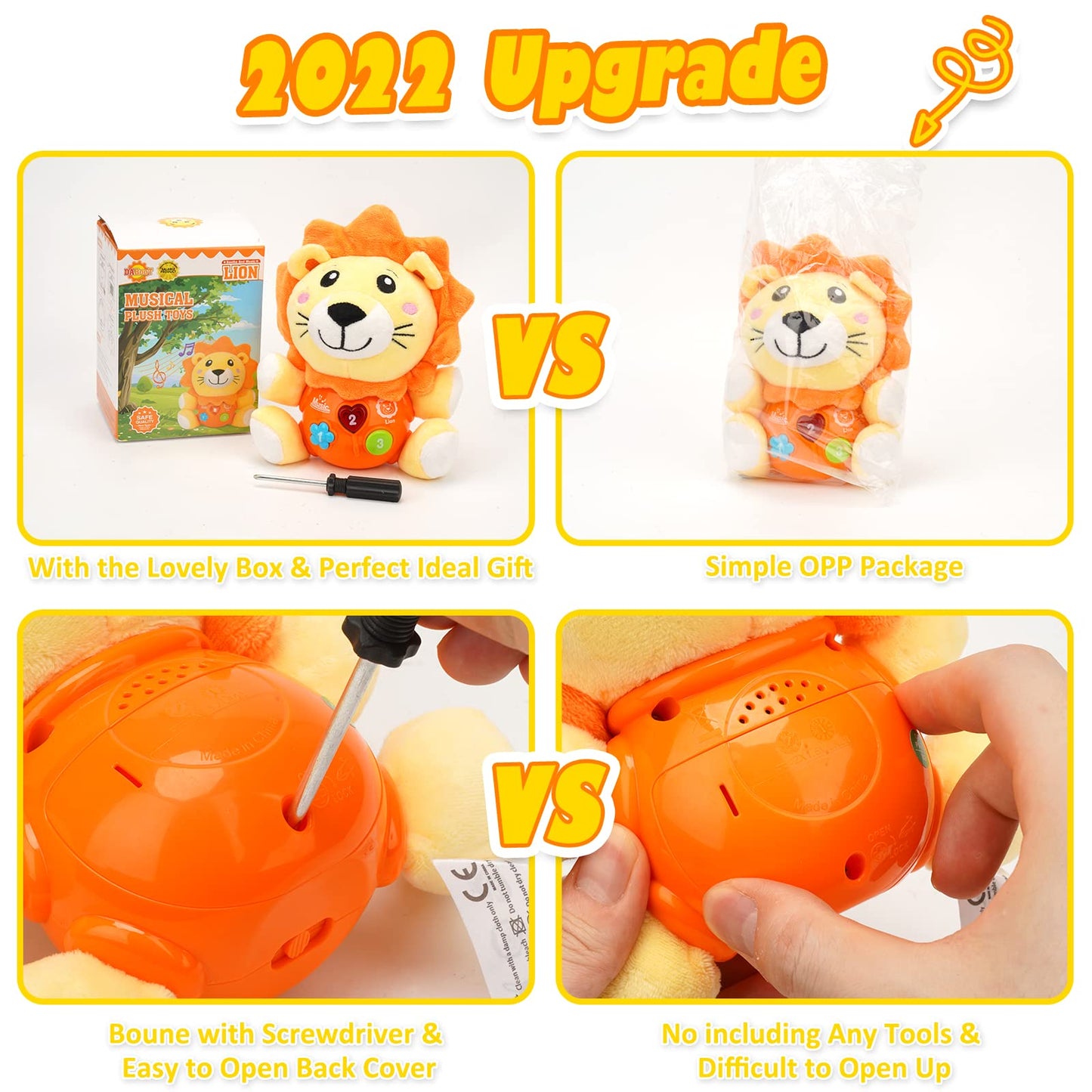 daboot Baby Toys 6 to 12 Months - Infant Baby Musical Toy for 1 Year Old Boys & Girls - Cute Lion Plush Toys Newborn Toy 0 3 6 9