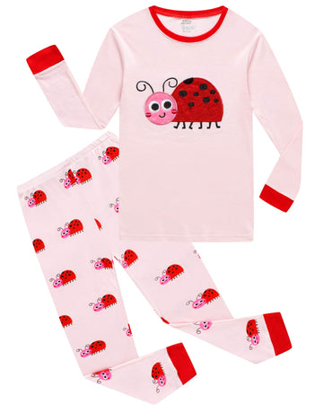 Kikizye Baby Girls Long Sleeve Ladybug Pajama Sets 100% Cotton Pjs Toddler Size 09-12 Mothes