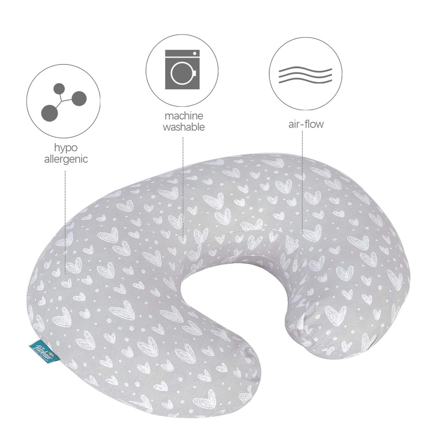 Nursing Pillow Cover 2 Pack Compatible With Boppy Pillow, 100% Jersey Cotton With Large Zipper Super Soft & Breathable & Skin Fr