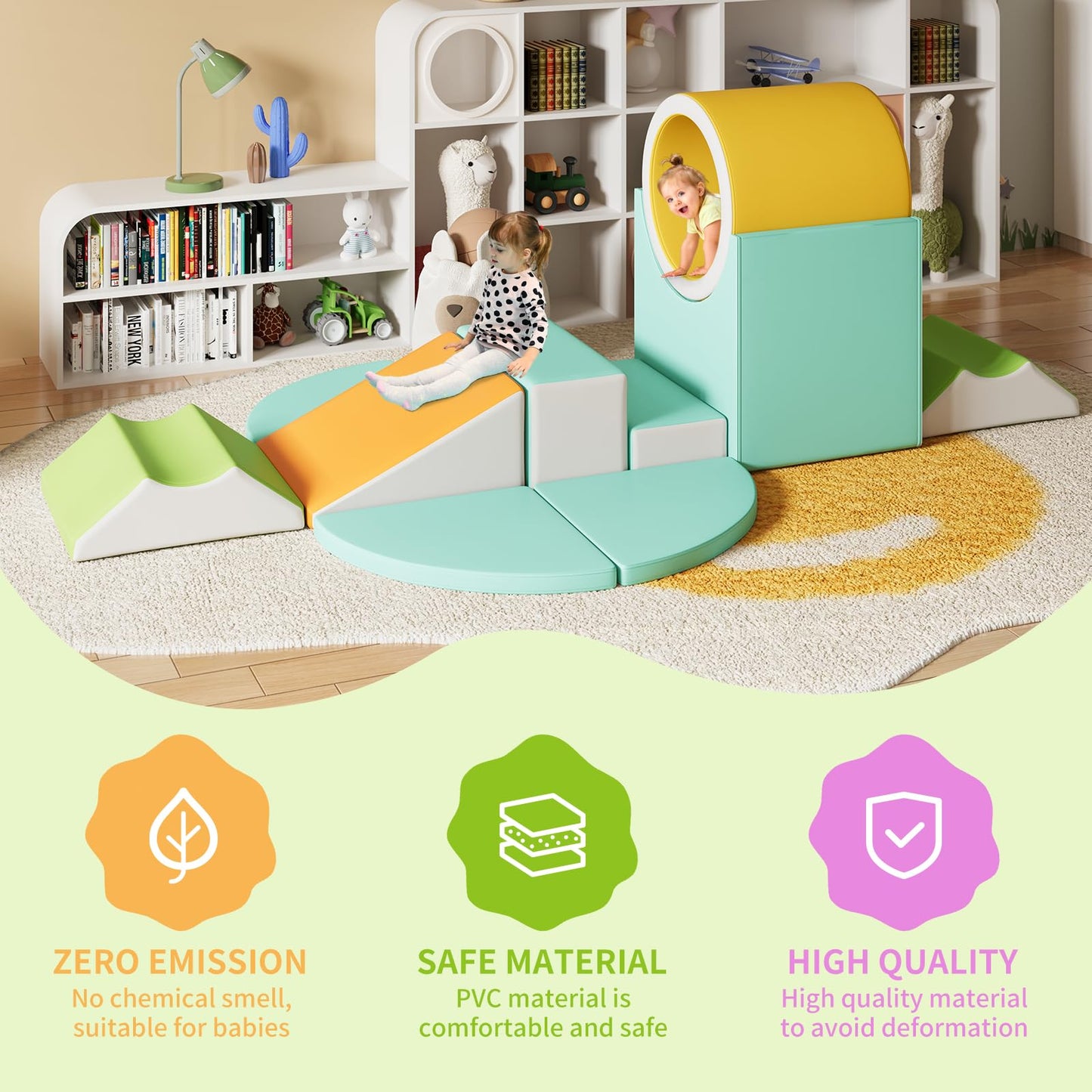 Mooitz Soft Play Climbing For Toddlers, 10Pcs Foam Climbing Blocks For Toddlers For Nursery, Living Room, Baby Climbing Blocks W