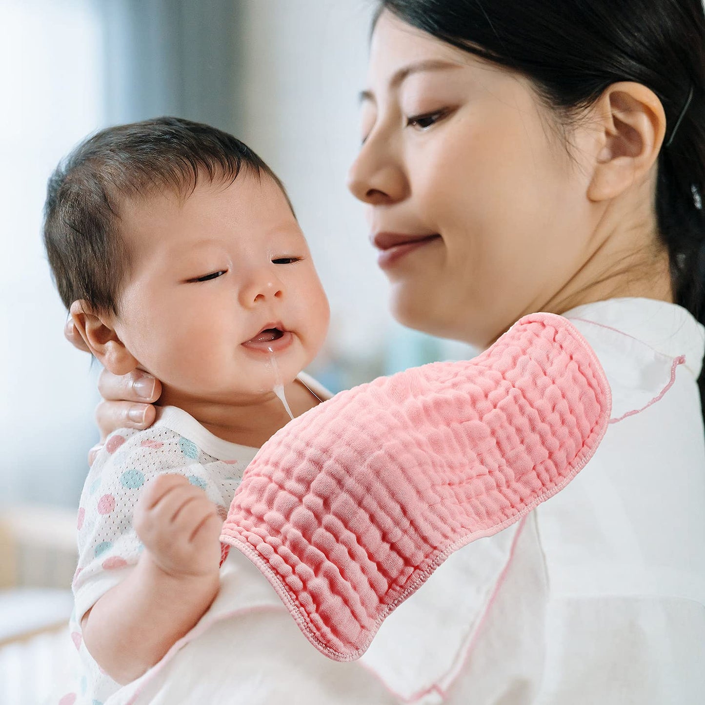 Tatuo 8 Pieces Baby Muslin Bibs & Burp Cloths, 20 X 10 Inch (Simple Color)