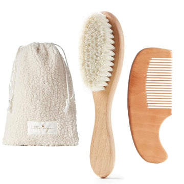 Myzi Baby Hair Brush Set - Baby Brush And Comb Set Newborn, Baby Comb And Brush Set Boy And Girl, Newborn Hair Brush And Newborn