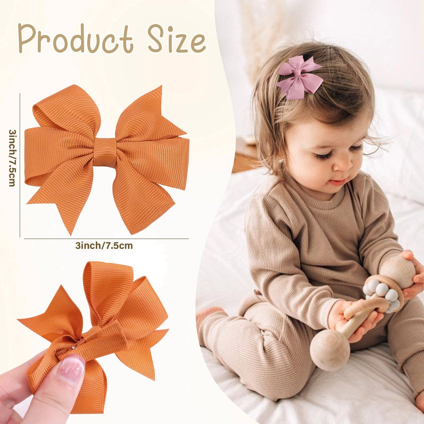24Pcs 3Inch Hair Bows For Girls Grosgrain Ribbon Pinwheel Baby Hair Clips Toddler Hair Accessories With Alligator Clip Bow Kid T
