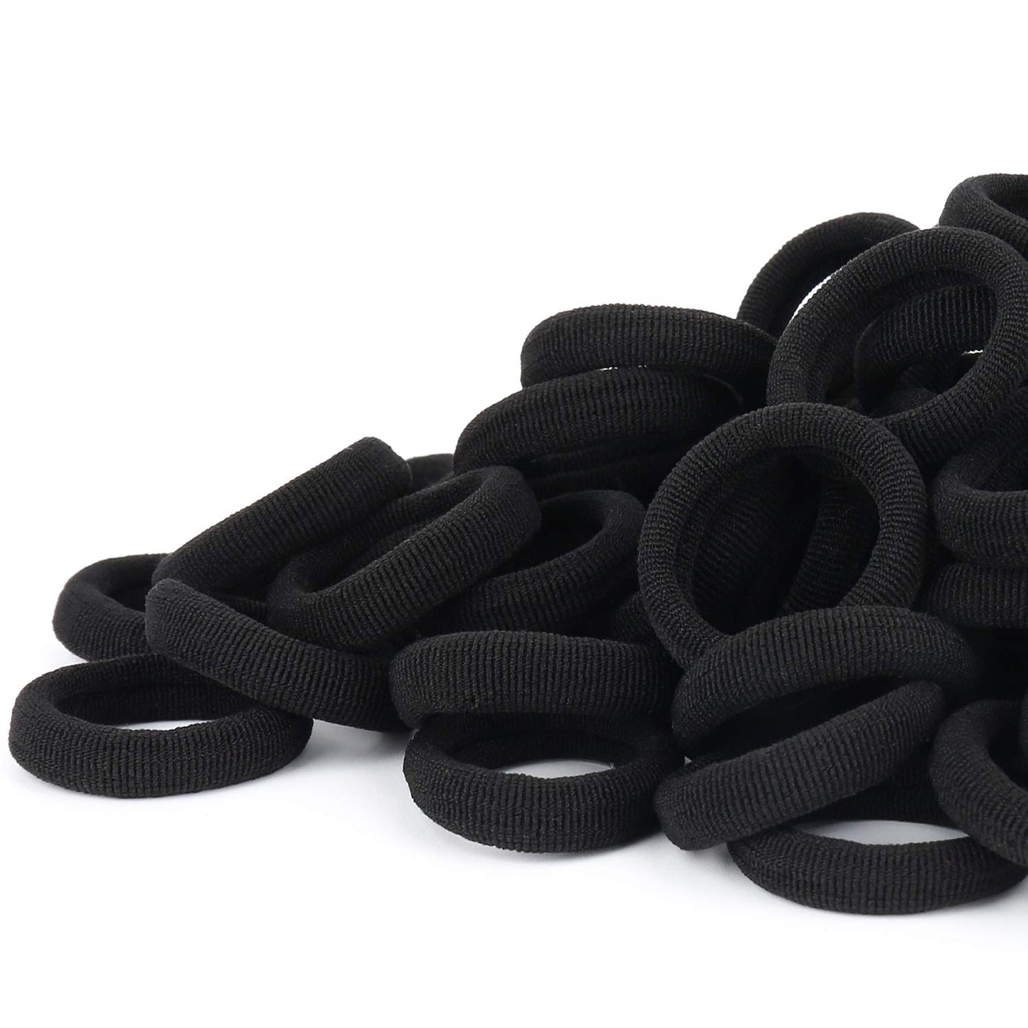 Black Seamless Baby Hair Ties - Girls Cotton Hair Bands - Tiny Kids Elastics Ponytail Holders For Baby Toddlers Girls Kids, 1 In