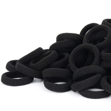Black Seamless Baby Hair Ties - Girls Cotton Hair Bands - Tiny Kids Elastics Ponytail Holders For Baby Toddlers Girls Kids, 1 In
