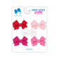 Wee Ones Baby Girl'S Multipack Five Tiny Grosgrain Hair Bows, Red, Light Pink, White, Shocking Pink, And Hot Pink