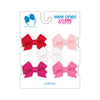 Wee Ones Baby Girl'S Multipack Five Tiny Grosgrain Hair Bows, Red, Light Pink, White, Shocking Pink, And Hot Pink