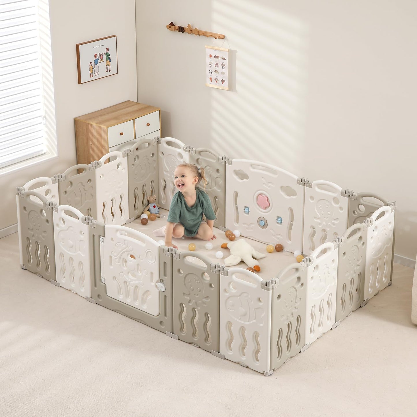 Ifleth Baby Playpen, Foldable Playpen For Babies And Toddlers,18 Panels Baby Play Pen Large Baby Play Yard, Portable Baby Fence