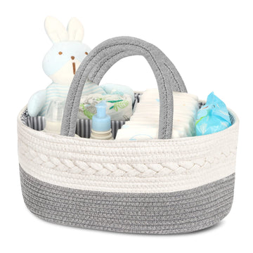 Maliton Diaper Caddy Organizer For Baby Boy- Cotton Rope Diaper Caddy, Diaper Organizer For Changing Table, Nursery Storage Cadd