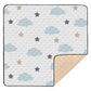 KICPOAY Baby Play Mat Blue Clouds Stars White Doodle 50 x 50 Playpen Mats for Floor Play Gym Crawling Mat Non-Slip Cushioned Bab