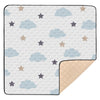 KICPOAY Baby Play Mat Blue Clouds Stars White Doodle 50 x 50 Playpen Mats for Floor Play Gym Crawling Mat Non-Slip Cushioned Bab